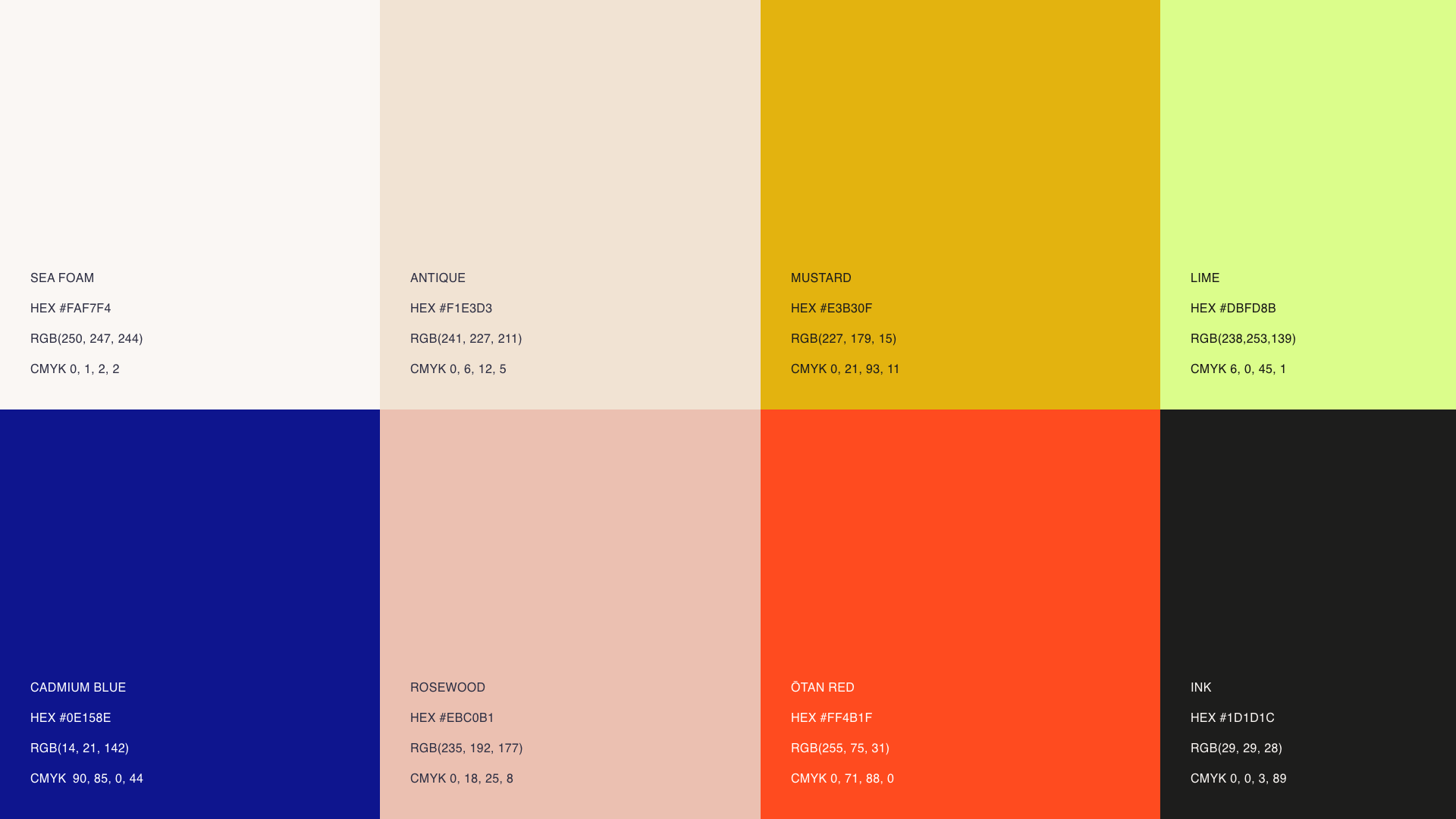 color palette for Heiduk studio brand
