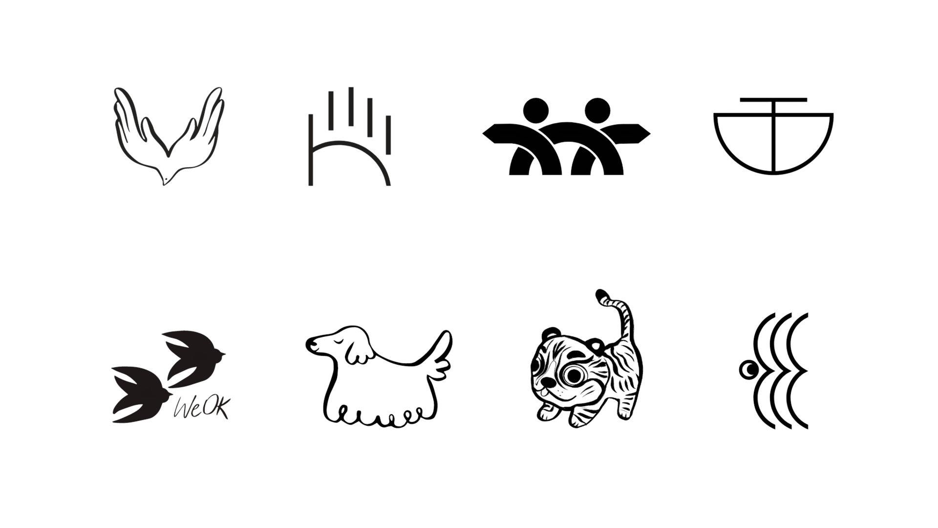 opened book presenting the contents: text about bears symbolism and examples of logos using a bear silhouette